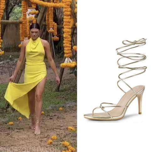 gabi elnicki, the bachelor, gold lace up sandals heels