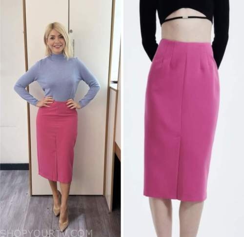 this morning, pink pencil skirt, holly willoughby