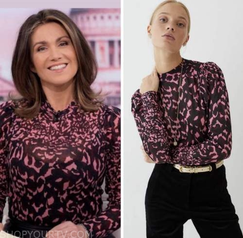 susanna reid, good morning britain, pink animal print top