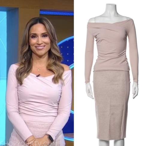 rhiannon ally, good morning america, pink top and skirt