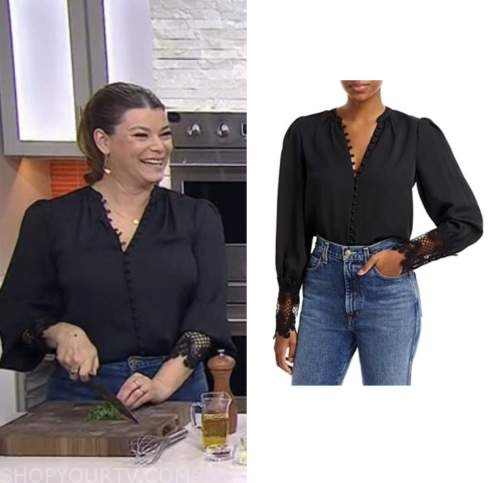the today show, gail simmons, black lace sleeve blouse