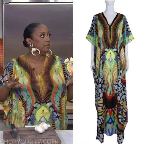 the today show, melba wilson, hoda and jenna, green printed kaftan dress