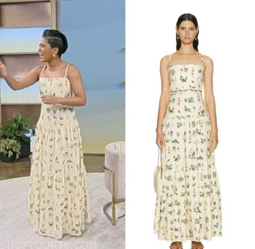 tamron hall, tamron hall show, ivory floral maxi dress