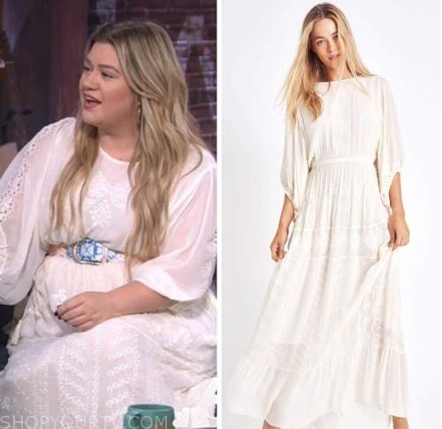 kelly clarkson, the kelly clarkson show, ivory embroidered maxi dress