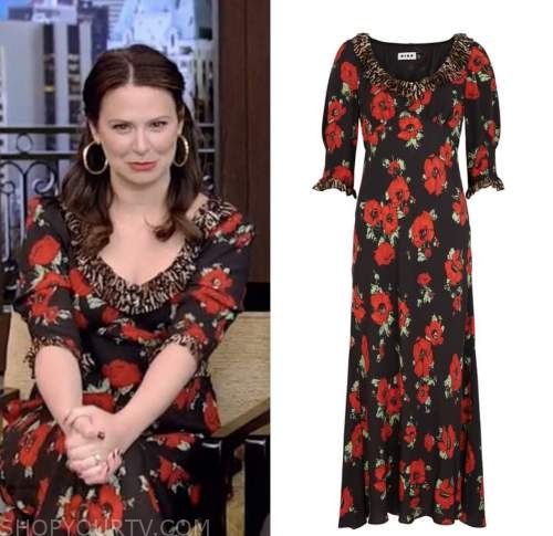 Katie Lowes, live with kelly and ryan, leopard floral midi dress