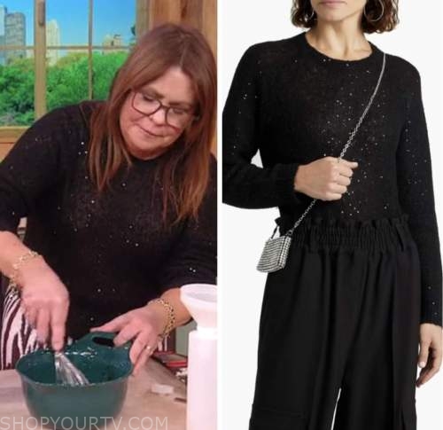 the rachael ray show, rachael ray, black embellished sweater
