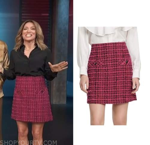 access hollywood, pink tweed skirt, kit hoover