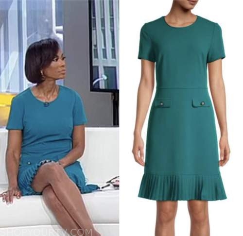 harris faulkner, outnumbered, teal pleated dress, fox news fashion