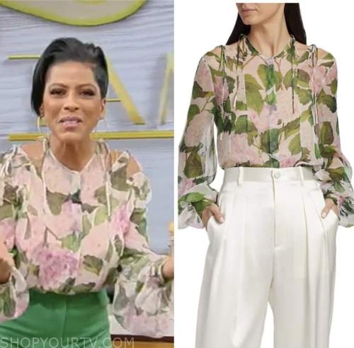 tamron hall, tamron hall show, pink floral cutout blouse