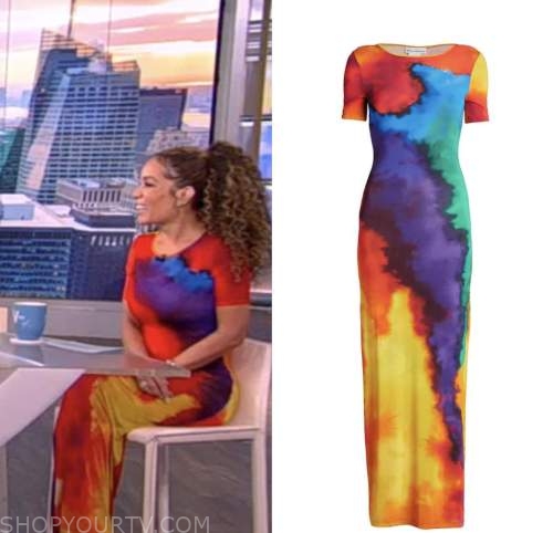 rainbow tie dye midi dress, the view, sunny hostin