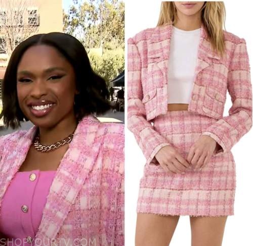jennifer hudson, pink tweed jacket, extra