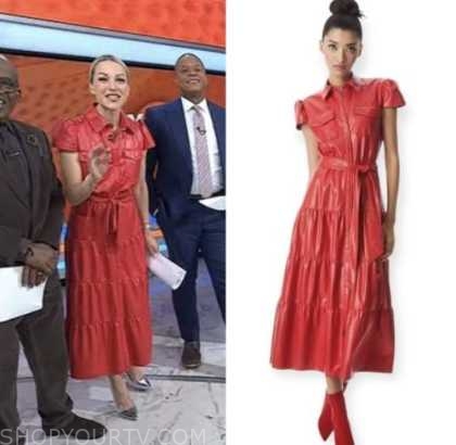 The Today Show: March 2023 Lindsay Czarniak's Red Leather Midi Shirt ...