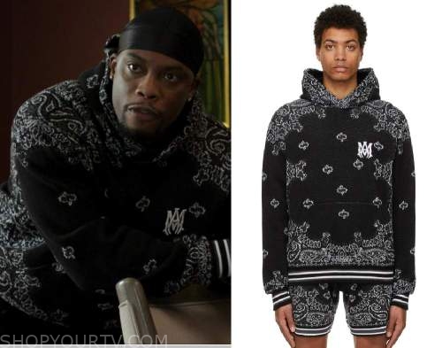 Givenchy Zip Hoodie Jacket worn by Cane Tejada (Woody McClain) as seen in  Power Book II: Ghost Tv show outfits (Season 2 Episode 5)