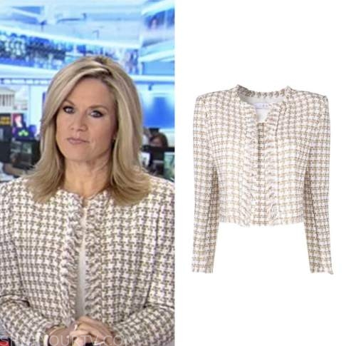 america's newsroom, martha maccallum, beige check tweed jacket, fox news fashion