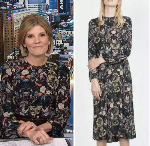 NBC News Daily: April 2023 Kate Snow's Black Floral Midi Dress | Shop ...