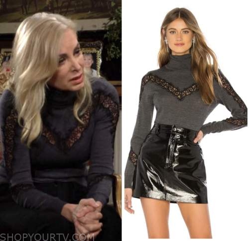 ashley abbott ,eileen davidson, grey lace inser turtleneck
