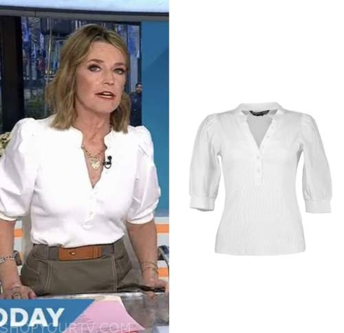 The Today Show: April 2023 Savannah Guthrie's White Knit Puff Sleeve ...