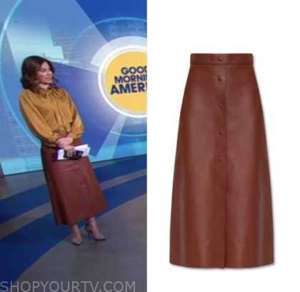 Good Morning America: April 2023 Rebecca Jarvis's Brown Leather Midi ...