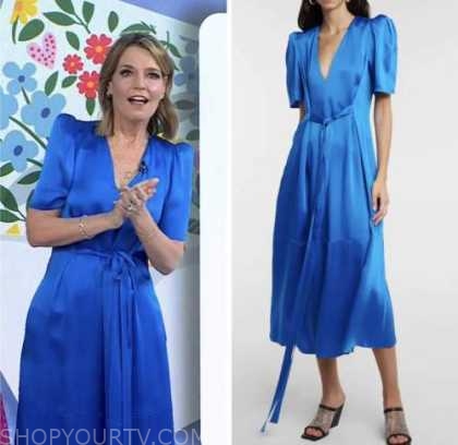 The Today Show: April 2023 Savannah Guthrie's Blue Satin Midi Dress ...