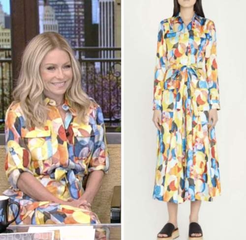 kelly ripa, live with kelly and ryan, multicolor printed shirt dress