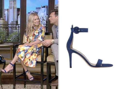 live with kelly and ryan, kelly ripa, blue sandals heels