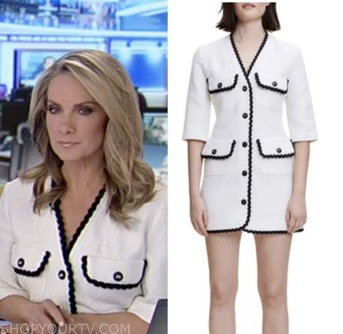 dana perino, america's newsroom, white and black contrast trim dress, fox news fashion