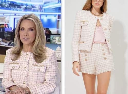 america's newsroom, pink tweed chain jacket, fox news fashion, dana perino