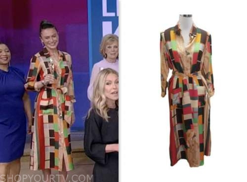 aubrey paige, ryan seacrest girlfriend, geometric shirt dress, live with kelly and ryan