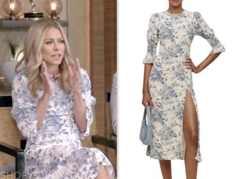 kelly ripa, live with kelly and ryan, blue floral midi dress