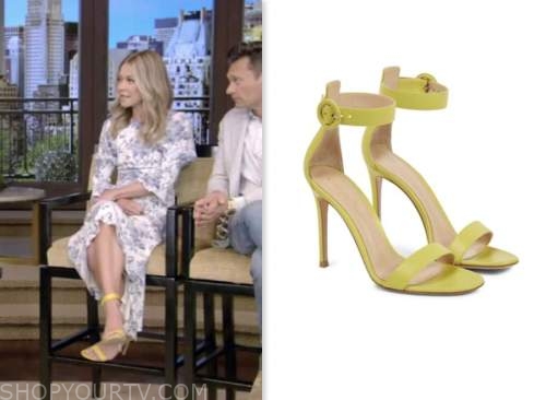 kelly ripa, live with kelly and ryan, yellow sandals heels