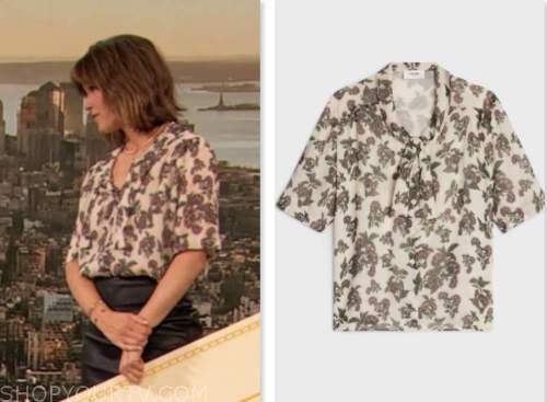 drew barrymore show, jennifer garner, floral tie neck blouse