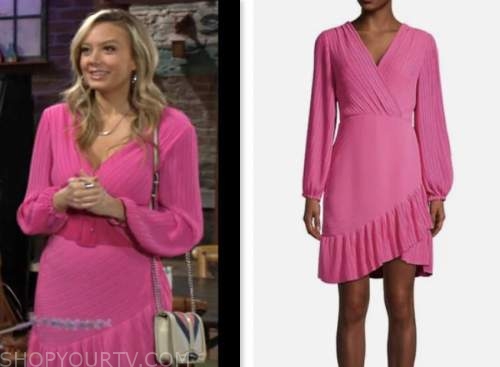 abby newman, melissa ordway, the young and the restless, pink pleated dress