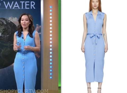 gma3, eva pilgrim, blue ribbed knit dress