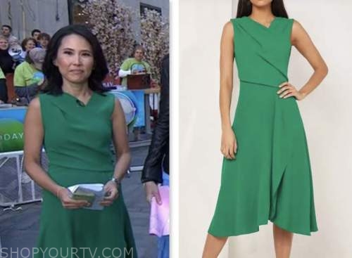 The Today Show: April 2023 Vicky Nguyen's Green Asymmetric Neck Midi ...