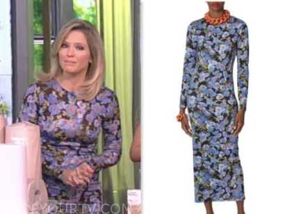 The View: April 2023 Sara Haines's Blue Floral Long Sleeve Midi Dress ...