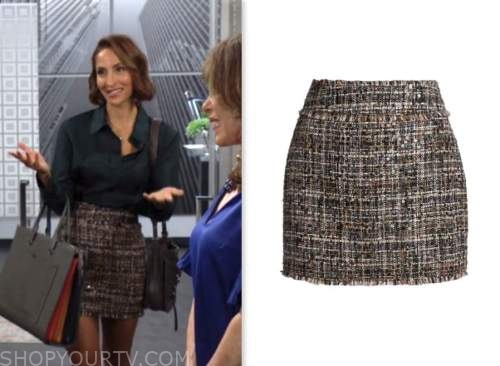 lily winters, christel khalil, the young and the restless, tweed mini skirt
