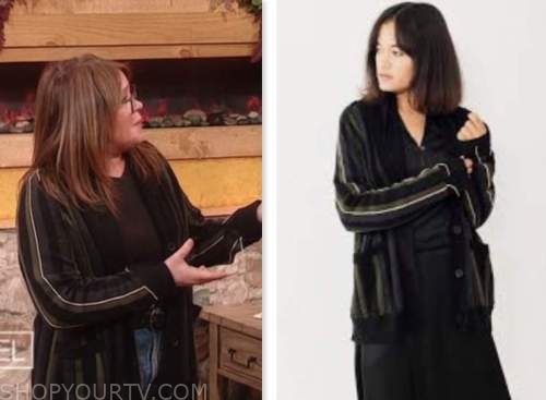 the rachael ray show, rachael ray, black striped cardigan jacket