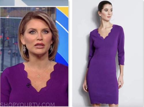 ashley strohmier, fox and friends, purple scallop v-neck dress