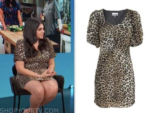 access daily, mayan lopez, leopard mini dress
