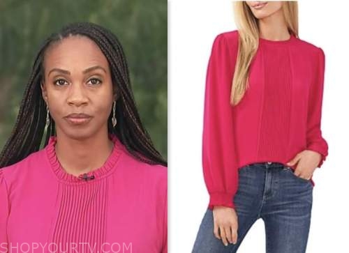 blayne alexander, nbc news daily, pink pintuck blouse