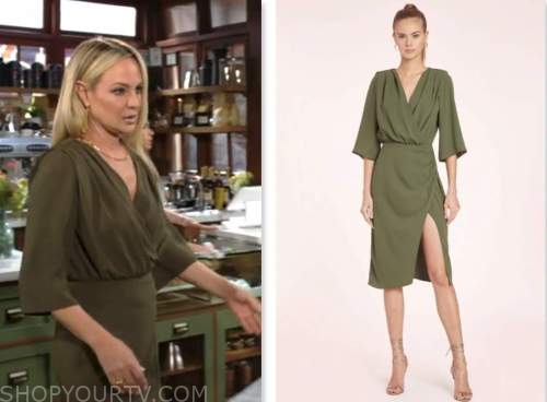 sharon newman, sharon case, the young and the restless, olive green dress