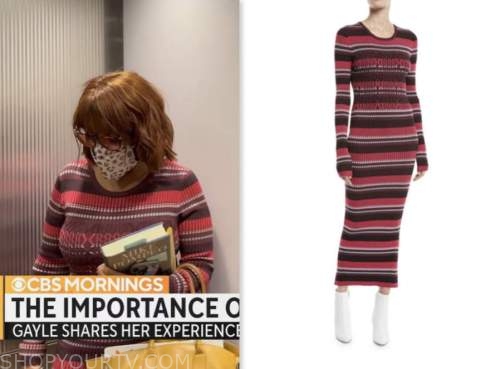 gayle king, cbs mornings, striped knit sweater dress