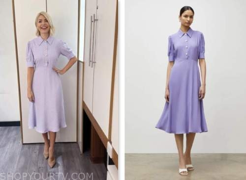 holly willoughby, this morning, purple midi dress