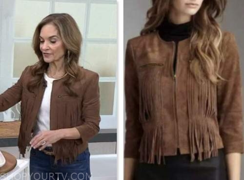 the today show, joy bauer, brown suede fringe jacket