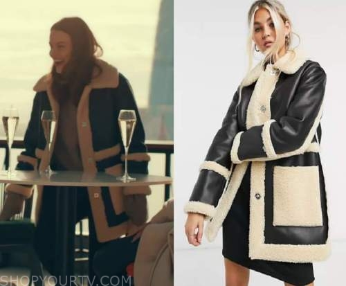 Made in Chelsea: Season 25 Episode 3 Leather & Sherpa Trim Jacket ...