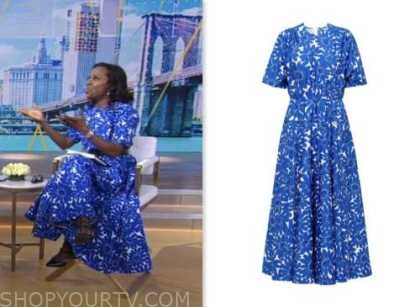Good Morning America: May 2023 Deborah Roberts's Blue Floral Midi Dress ...