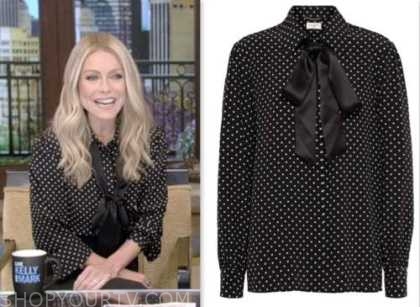 Live with Kelly and Mark: May 2023 Kelly Ripa's Black Polka Dot Tie ...