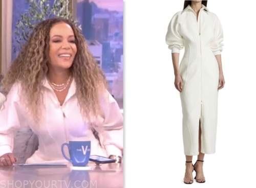 The View: May 2023 Sunny Hostin's White Zip-Front Sheath Dress | Shop ...