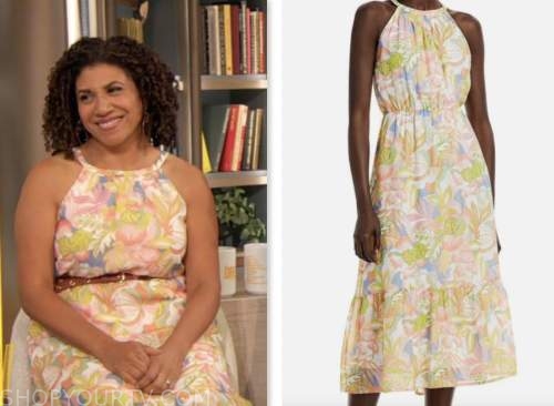 damona hoffman, drew barrymore show, floral halter dress