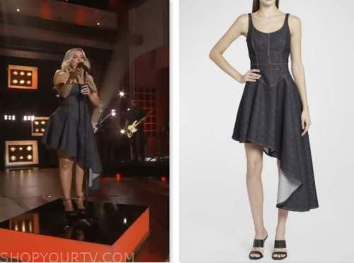 bebe rexha, the kelly clarkson show, denim asymmetric dress
